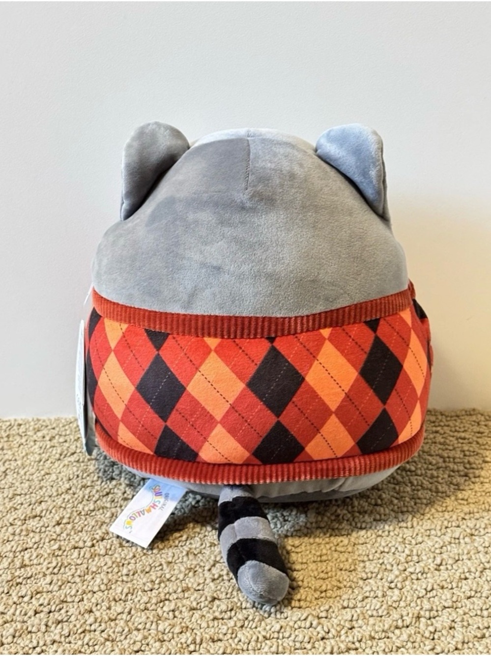 NWT Squishmallows Gray Racoon Rocky Orange Sweater